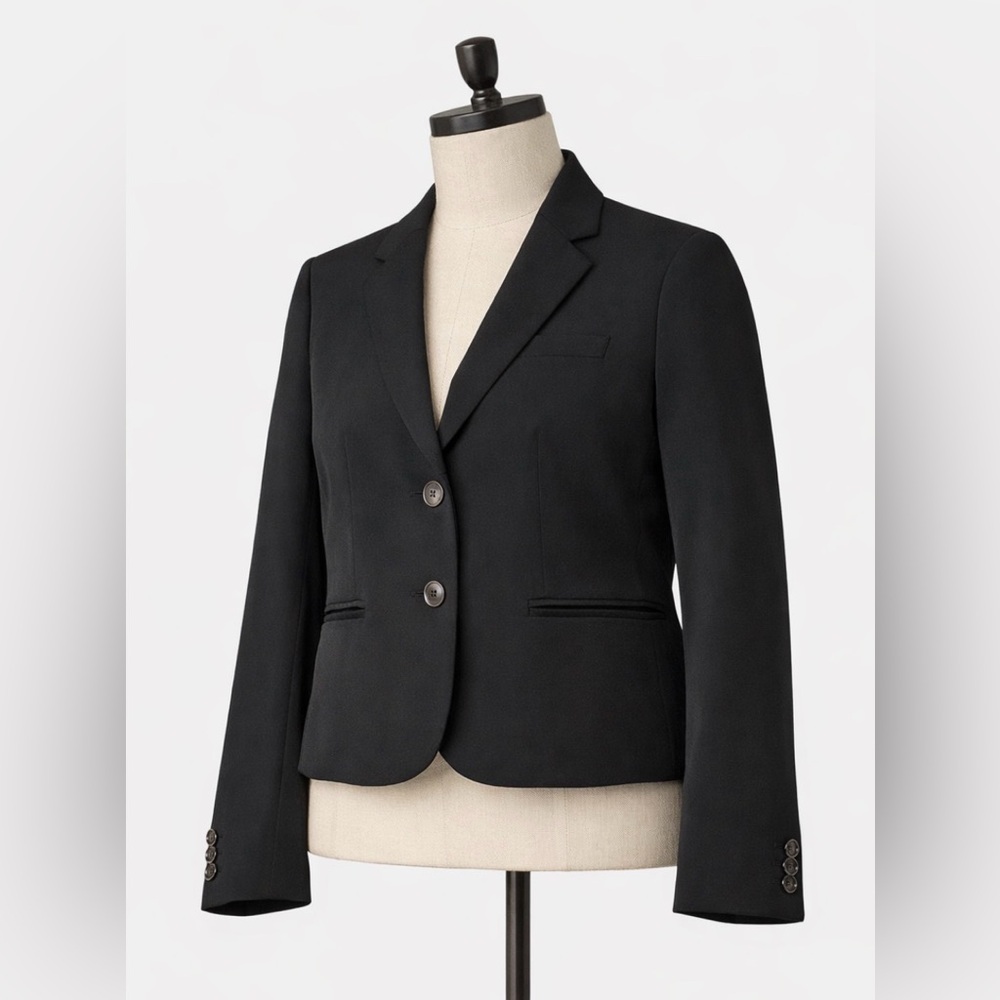 Women's J. Crew Classic 2 Button Black Blazer Size Medium Professional Work